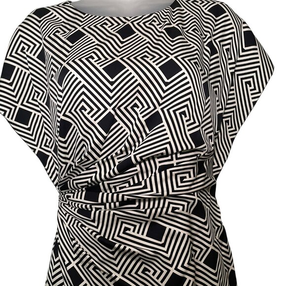 Diane von Furstenberg Black White Geometric Silk Dress Size 4 - Picture 5 of 6